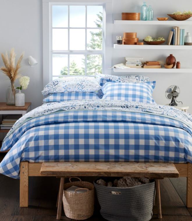 unisex 280-tråds putetrekk i pima bomull percale med to trykk 24VDH4367 L.L.Bean bedding hvit/blomstret