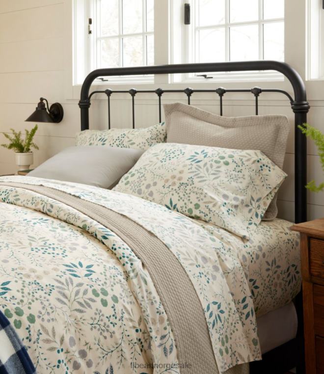 unisex 280-tråds putetrekk i pima bomull percale med to trykk 24VDH4367 L.L.Bean bedding hvit/blomstret