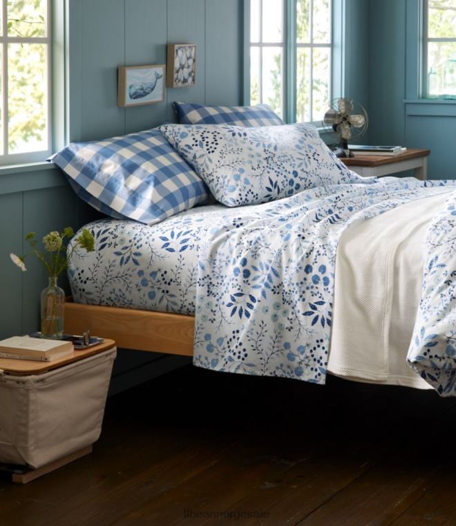 unisex 280-tråds putetrekk i pima bomull, rutesett med to 24VDH2673 L.L.Bean bedding hvit/dampgrå
