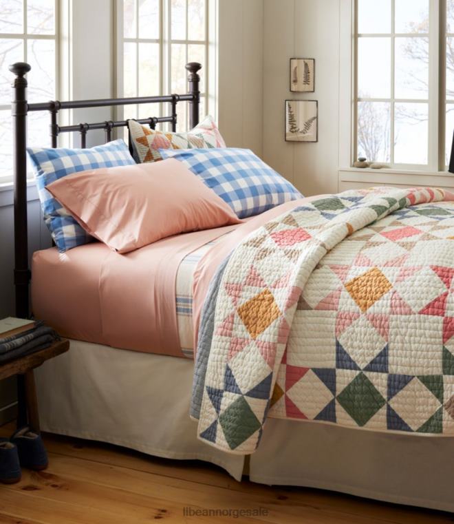 unisex 280-tråds putetrekk i pima bomull, rutesett med to 24VDH4464 L.L.Bean bedding hvit/mellomblå