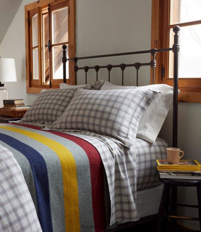 unisex Heritage chamois flanell ark samling pledd 24VDH6290 L.L.Bean bedding mellomgrå pledd