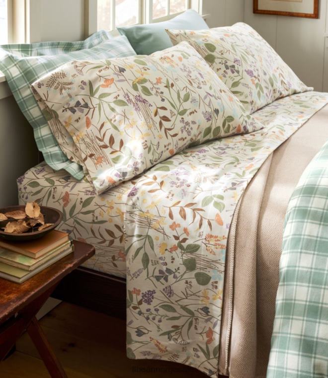 unisex bjørk floral flanell ark samling 24VDH2697 L.L.Bean bedding sølv