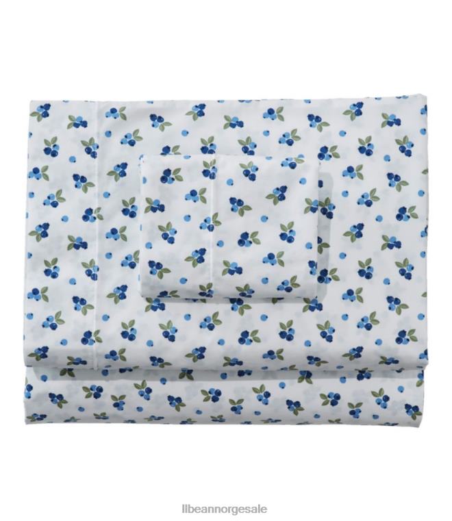 unisex blåbær percale ark samling 24VDH2503 L.L.Bean bedding hvit