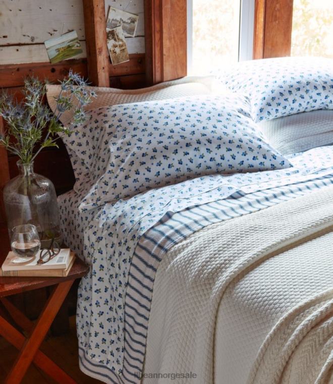 unisex blåbær percale ark samling 24VDH2503 L.L.Bean bedding hvit