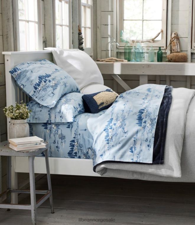unisex kystlandskap flanell ark samling 24VDH2719 L.L.Bean bedding havet blå