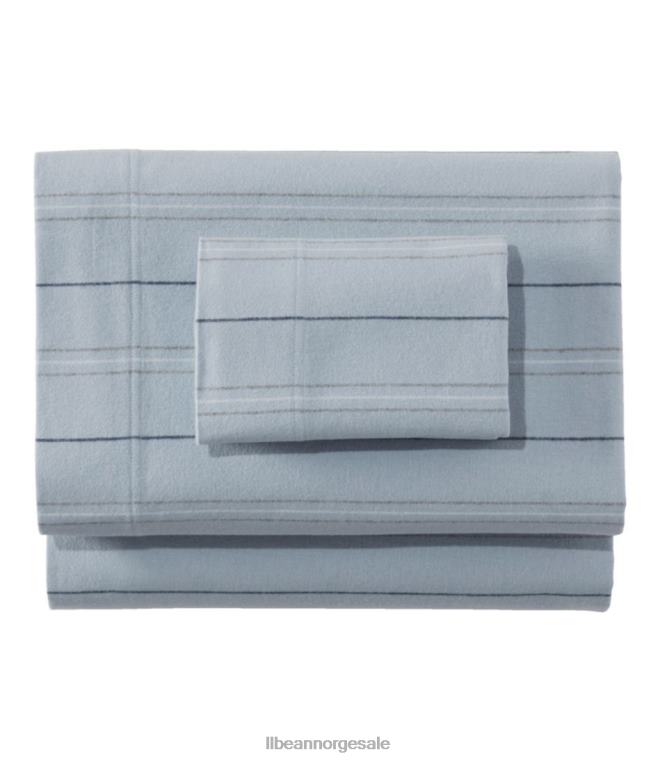 unisex organisk flanell ark samling stripe 24VDH4520 L.L.Bean bedding tåkete blå