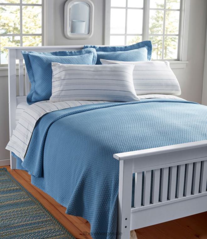 unisex organisk flanell ark samling stripe 24VDH4520 L.L.Bean bedding tåkete blå