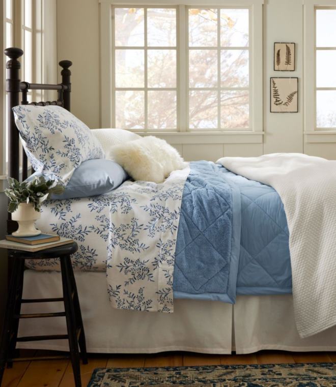 unisex premium supima flanellarksamlingstrykk 24VDH2702 L.L.Bean bedding dypblå botanisk