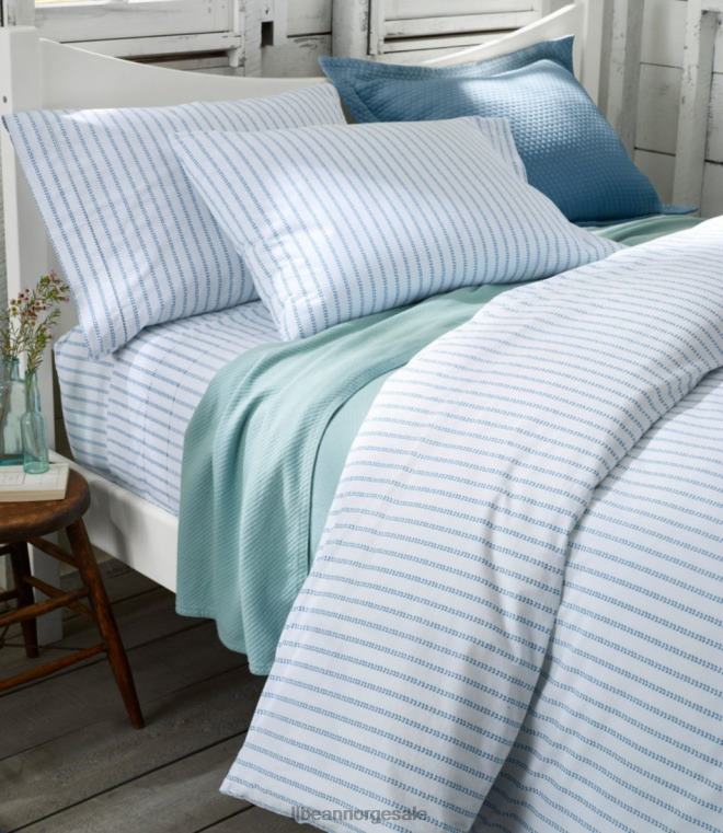 unisex solvasket percal ark samling stripe blad 24VDH2623 L.L.Bean bedding topp blå
