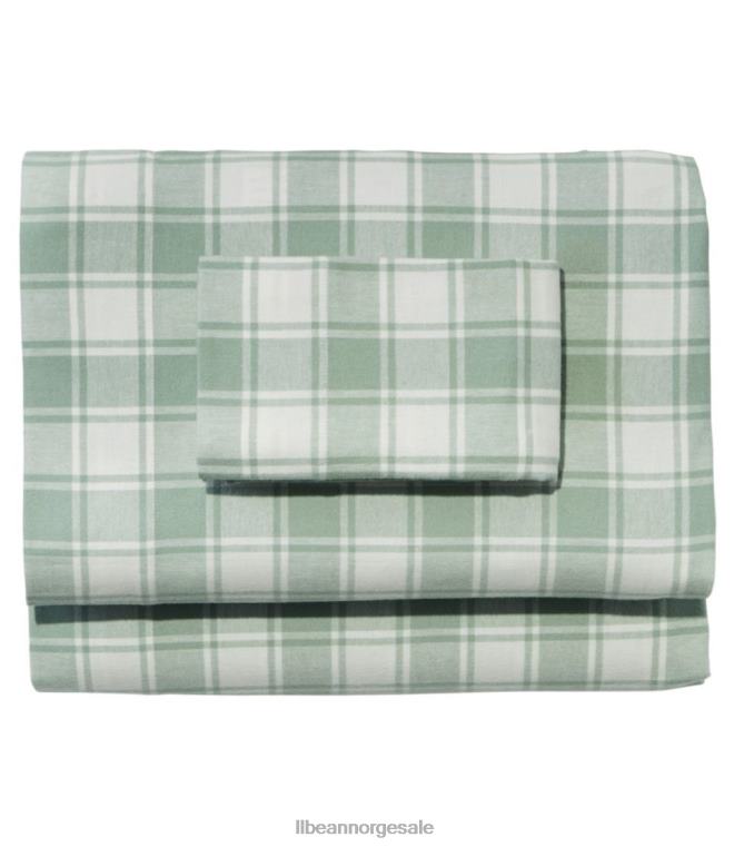 unisex ultramyk komfort flanell laken sett sjekk 24VDH5526 L.L.Bean bedding sølvsalvie/bein
