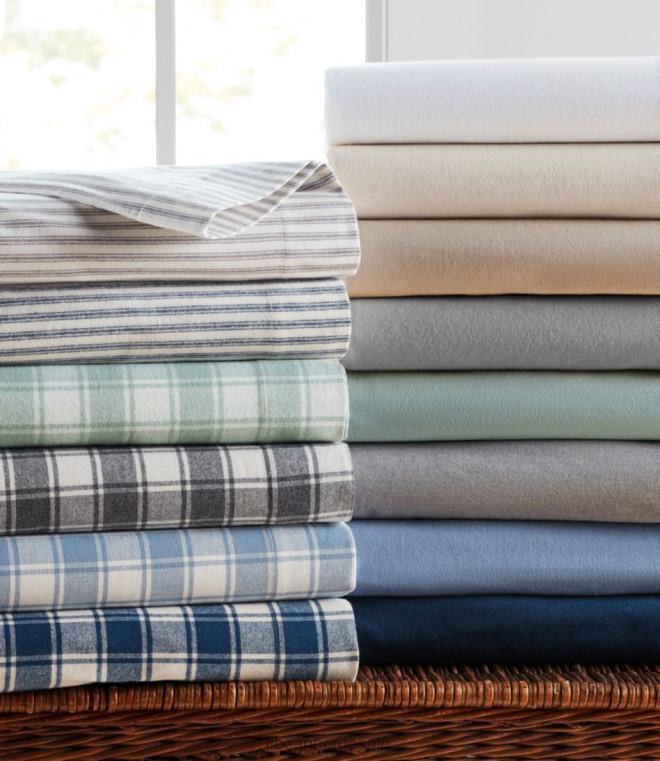 unisex ultramyk komfort flanell putevar rutesett med to 24VDH4469 L.L.Bean bedding sølvsalvie/bein