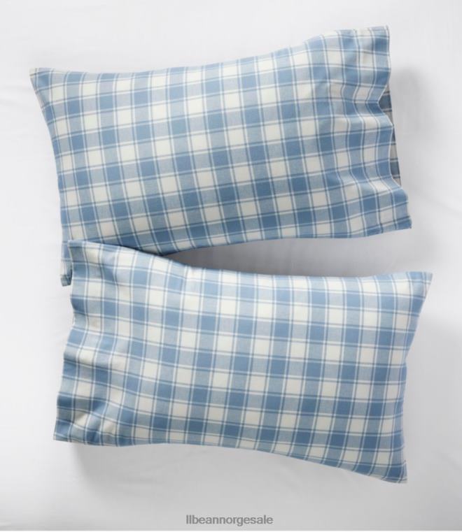 unisex ultramyk komfort flanell putevar rutesett med to 24VDH5609 L.L.Bean bedding laurbærblå/bein