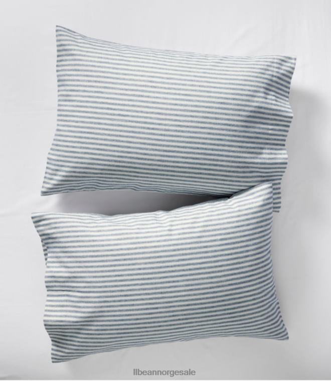 unisex ultramyk komfort flanell putevar stripe sett med to 24VDH2692 L.L.Bean bedding mariner blå