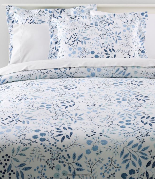 unisex 280-tråds trekk i pima bomull percal dynetrekk 24VDH4559 L.L.Bean bedding hvit/blomstret