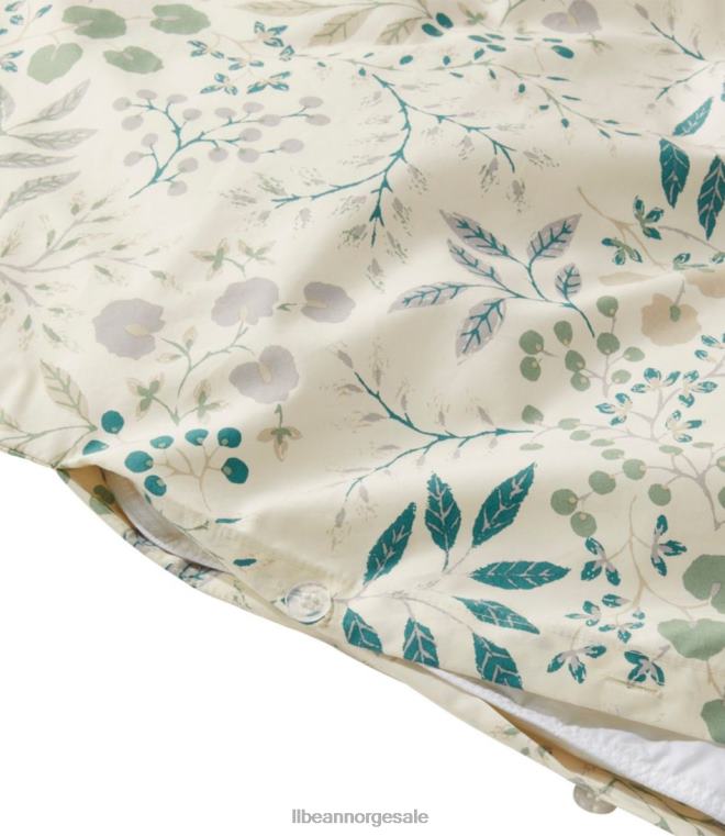 unisex 280-tråds trekk i pima bomull percal dynetrekk 24VDH4559 L.L.Bean bedding hvit/blomstret