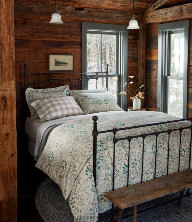 unisex 280-tråds trekk i pima bomull percal dynetrekk 24VDH4559 L.L.Bean bedding hvit/blomstret
