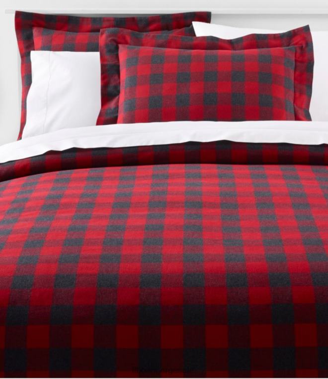 unisex Heritage chamois flanell dynetrekk samling pledd 24VDH2742 L.L.Bean bedding rustikk rød/kull