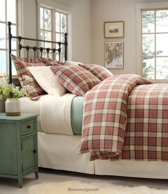 unisex Heritage chamois flanell dynetrekk samling pledd 24VDH2742 L.L.Bean bedding rustikk rød/kull
