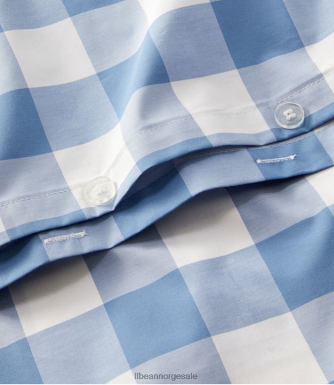 unisex Samlingssjekk med 280-tråds pima percale dynetrekk 24VDH2730 L.L.Bean bedding hvit/dampgrå