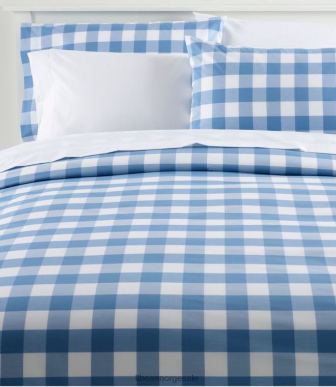 unisex Samlingssjekk med 280-tråds pima percale dynetrekk 24VDH4502 L.L.Bean bedding hvit/mellomblå