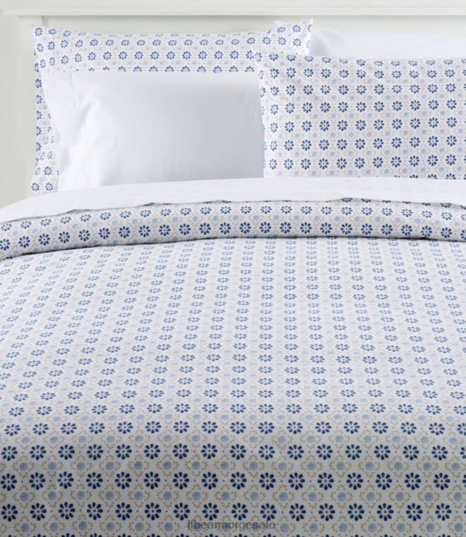 unisex print av solvasket percal dynetrekk 24VDH2715 L.L.Bean bedding mellomblått