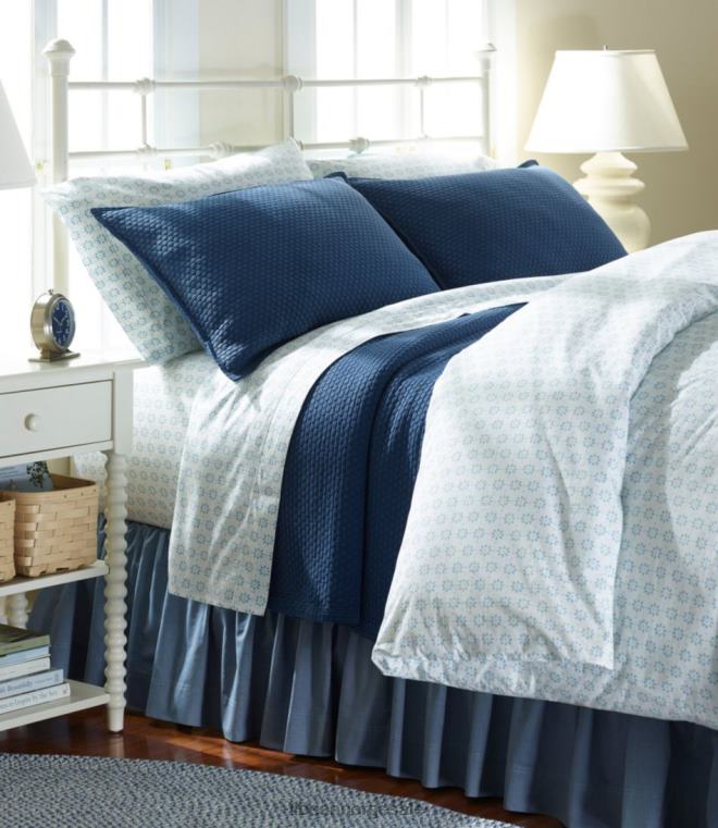 unisex print av solvasket percal dynetrekk 24VDH2715 L.L.Bean bedding mellomblått