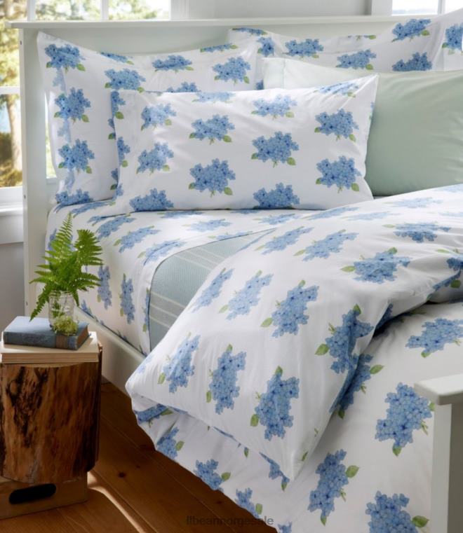 unisex sara fitz hortensia percale dynetrekksamling 24VDH2767 L.L.Bean bedding daggry blå