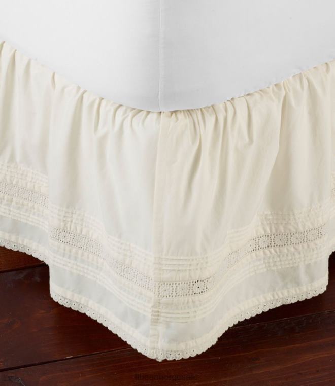 unisex solvasket pintuck-sengskjørt 24VDH2745 L.L.Bean bedding krem