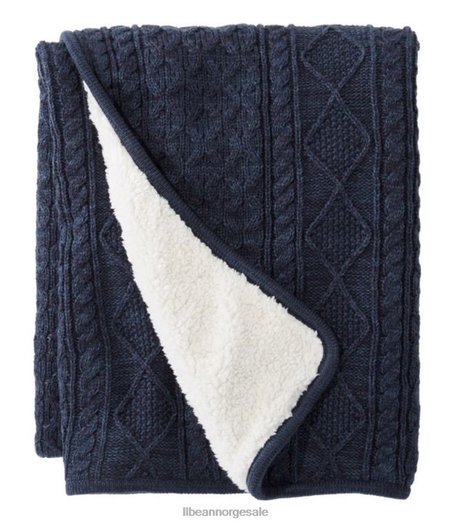 unisex fisherman cabled fleecekast 24VDH2532 L.L.Bean bedding klassisk marine