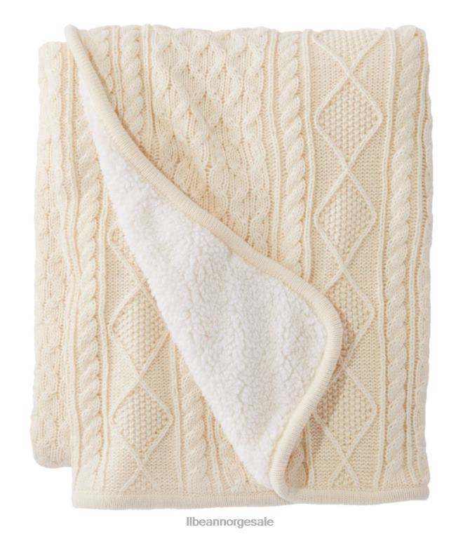 unisex fisherman cabled fleecekast 24VDH6308 L.L.Bean bedding krem