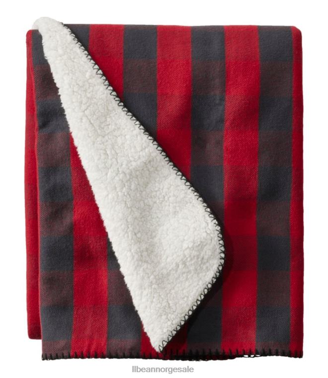 unisex flanell sherpakast 24VDH2560 L.L.Bean bedding rustikk rød bøffelsjekk