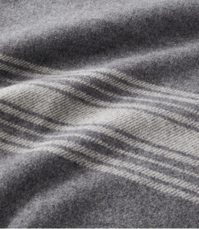 unisex vaskbar ullkaststripet 24VDH2564 L.L.Bean bedding mørkegrå lyng/krem