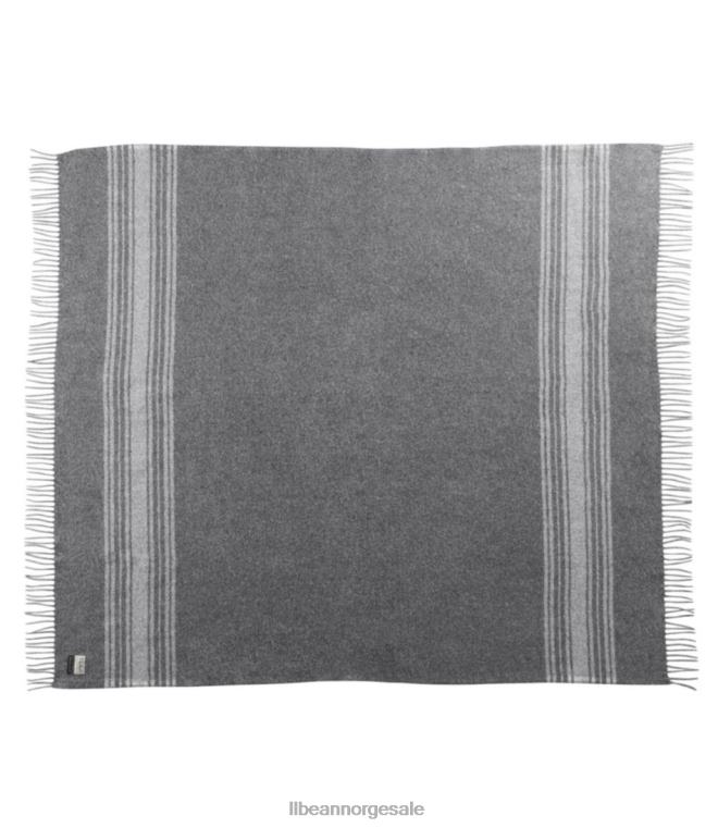 unisex vaskbar ullkaststripet 24VDH2564 L.L.Bean bedding mørkegrå lyng/krem