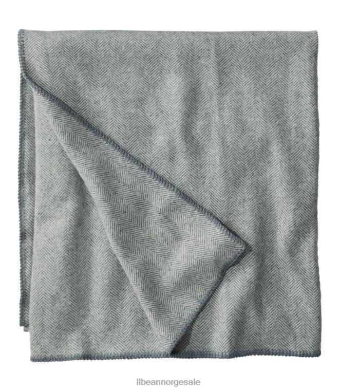 unisex vaskbart ullteppe fiskebein 24VDH2552 L.L.Bean bedding grå/kremfarget