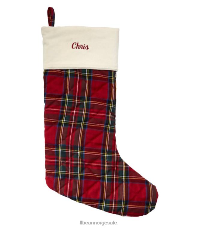 unisex klassisk fløyels julestrømpe 24VDH2533 L.L.Bean hjemmedekorasjon rød pledd