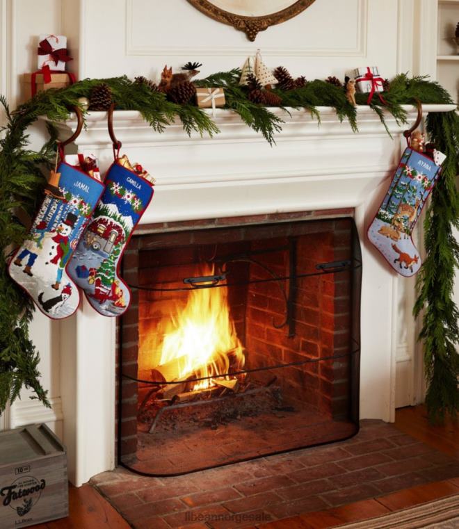 unisex nålestikk julestrømpe 24VDH4373 L.L.Bean hjemmedekorasjon reinsdyr