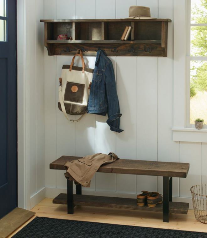 unisex grov furu vegg cubby med kroker 24VDH2827 L.L.Bean innendørs møbler rustikk naturlig