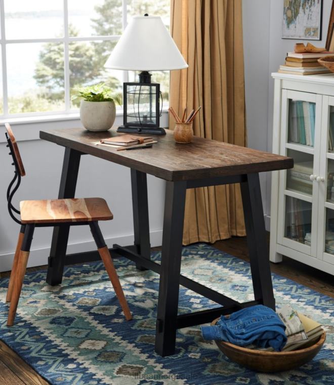 unisex grov furu skrivebord i heltre 24VDH2859 L.L.Bean innendørs møbler rustikk naturlig
