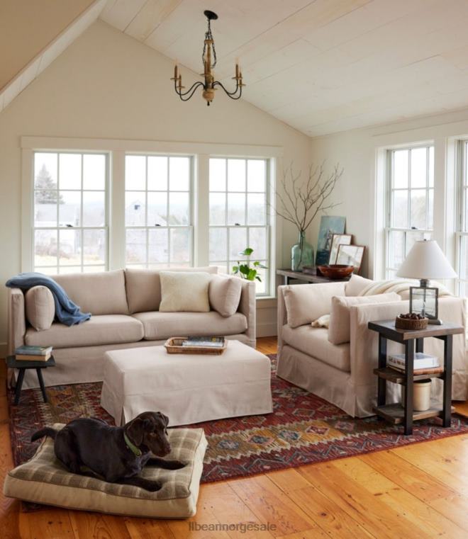 unisex harrington sofa med glidetrekk 24VDH2914 L.L.Bean innendørs møbler lin beige