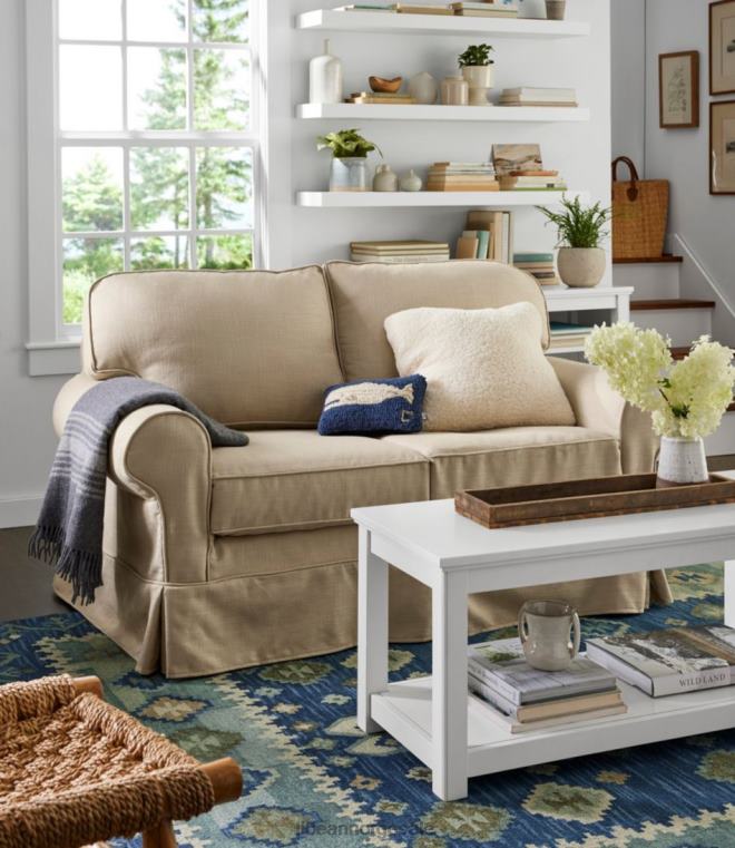 unisex pine point slipcovered love sete ytelse lin 24VDH4555 L.L.Bean innendørs møbler blå