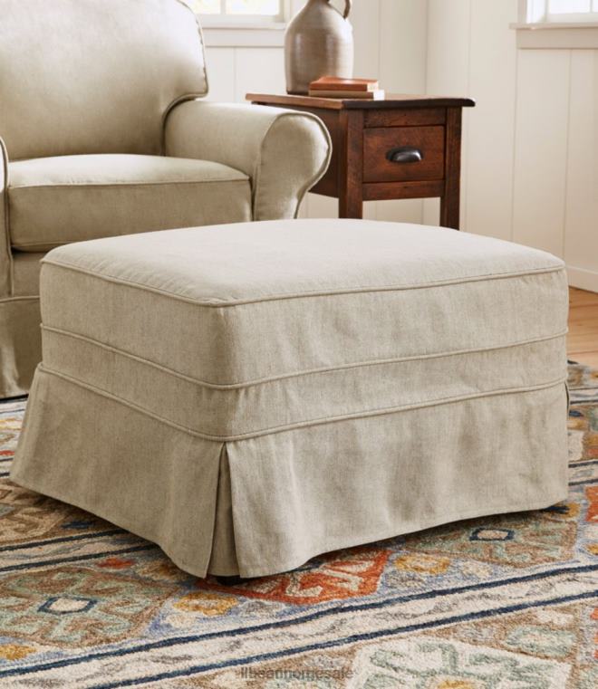 unisex furu spiss slipdekket ottomansk 24VDH2902 L.L.Bean innendørs møbler lin beige