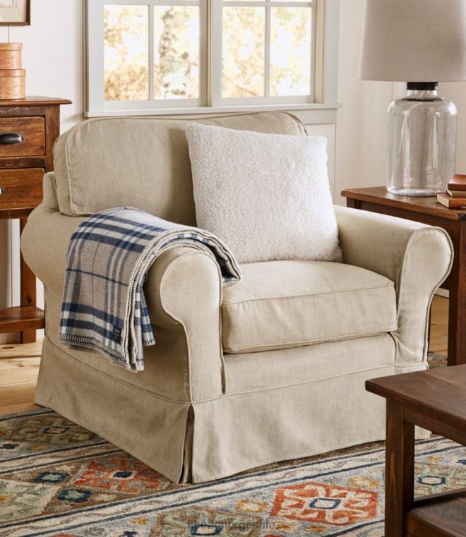 unisex furu spiss stol med glidetrekk 24VDH2905 L.L.Bean innendørs møbler lin beige