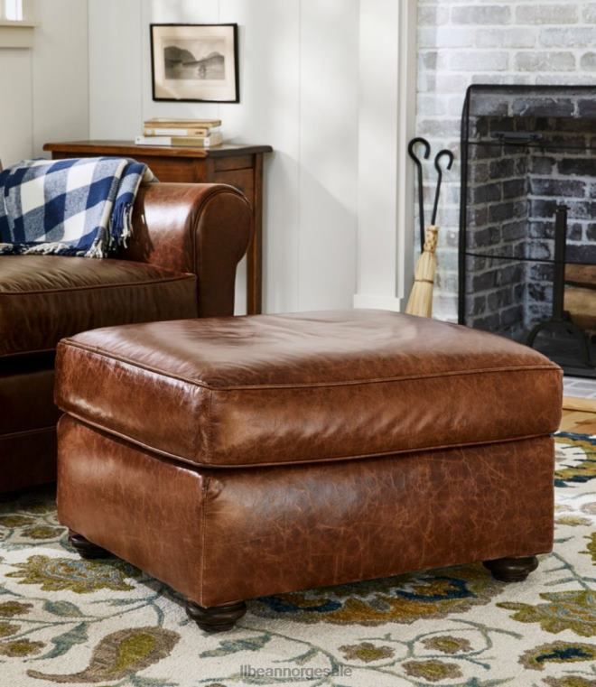 unisex skinn lodge ottomansk 24VDH2891 L.L.Bean innendørs møbler kastanje brun