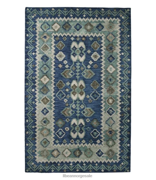 unisex dobbel kant ullkroket teppe 24VDH2828 L.L.Bean hjem varer blå
