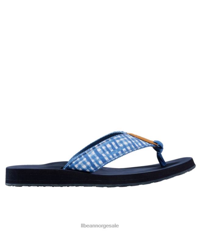 kvinner maine isle flip-flops 24VDH3730 L.L.Bean fottøy marinblå gingham