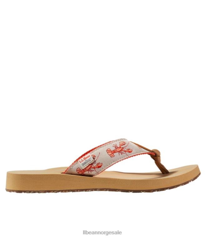 kvinner maine isle flip-flops 24VDH3751 L.L.Bean fottøy papirhvit hummer