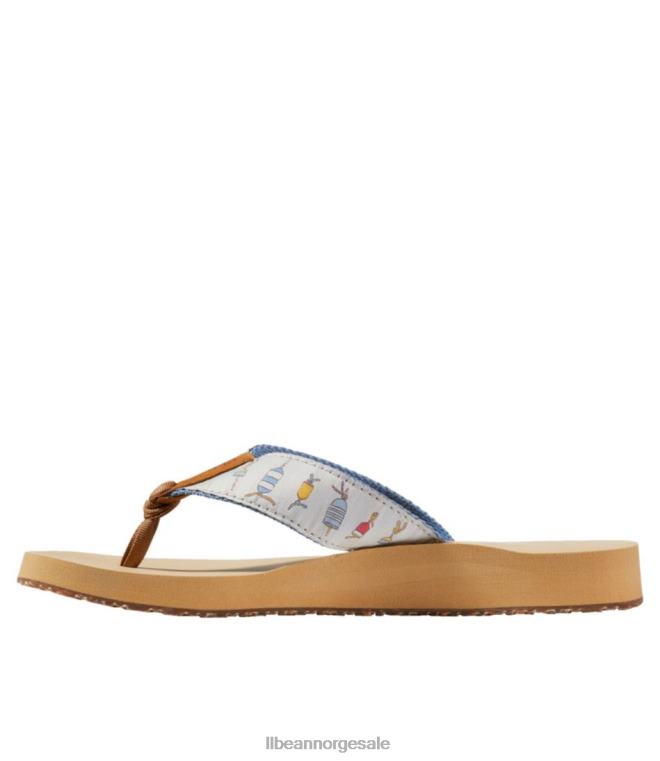 kvinner maine isle flip-flops 24VDH3751 L.L.Bean fottøy papirhvit hummer