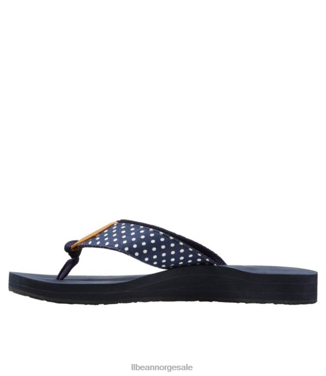 kvinner maine isle flip-flops 24VDH5167 L.L.Bean fottøy mørkeste marine/hvite prikk
