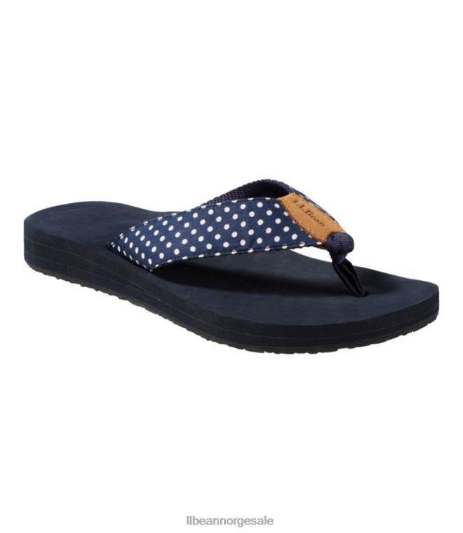 kvinner maine isle flip-flops 24VDH5167 L.L.Bean fottøy mørkeste marine/hvite prikk