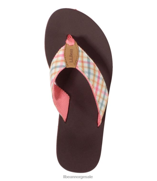 kvinner maine isle flip-flops 24VDH981 L.L.Bean fottøy mineral rød gingham